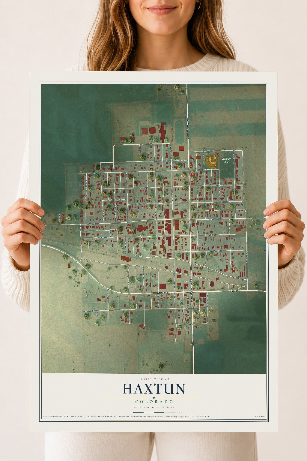 Map of Haxtun, Colorado, 18 x 24 inch unframed archival matte print