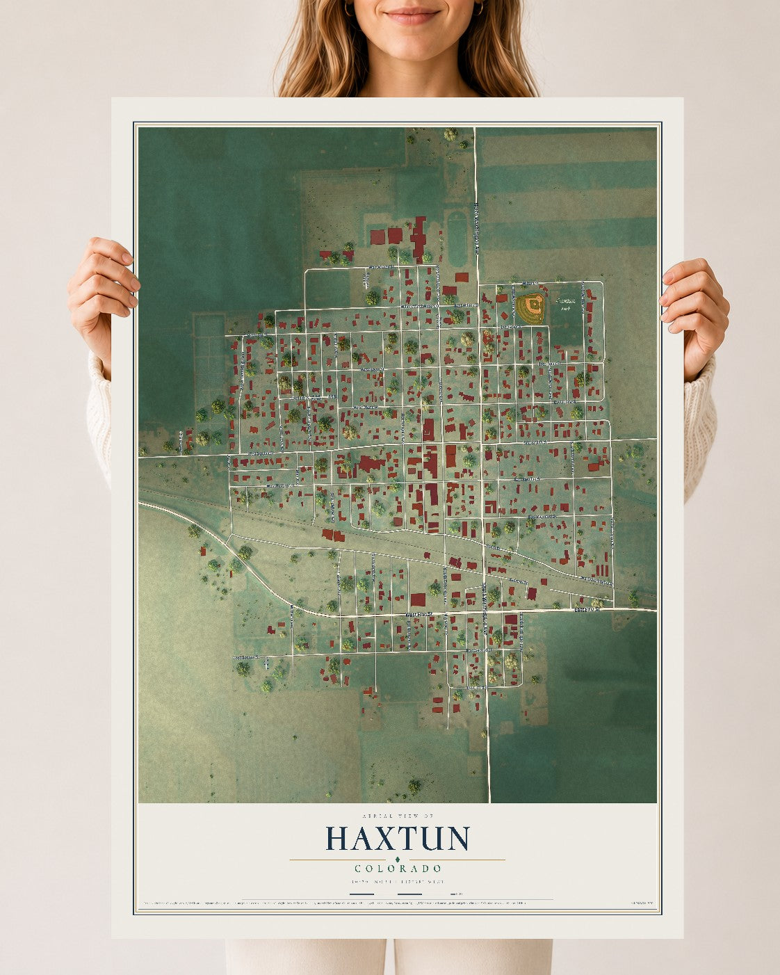 Map of Haxtun, Colorado, 24 x 36 inch unframed archival matte print