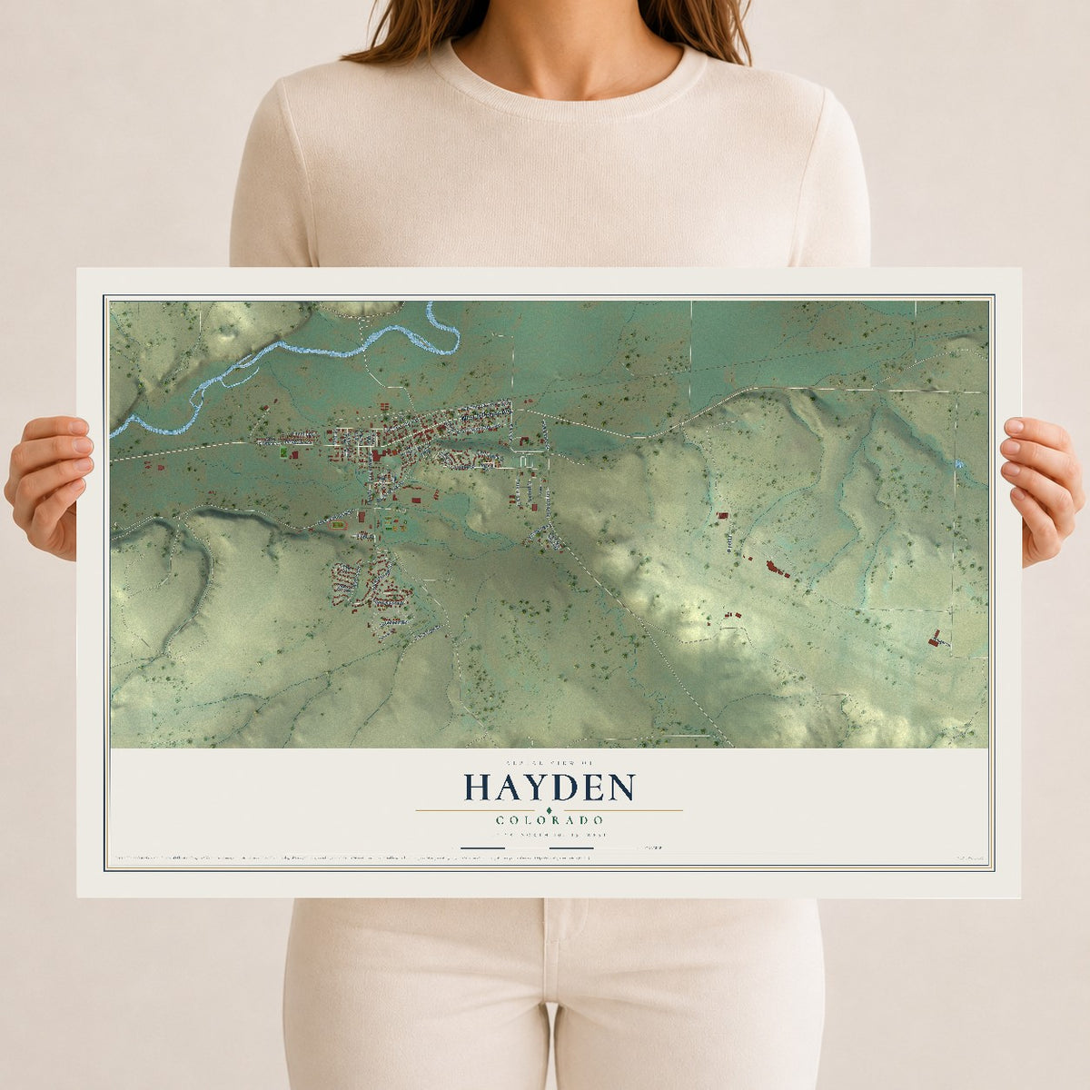 Map of Hayden, Colorado, 12 x 18 inch unframed archival matte print
