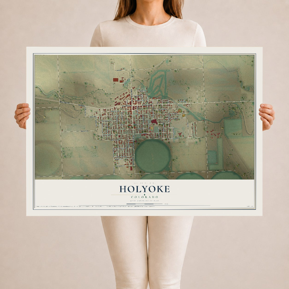 Map of Holyoke, Colorado, 24 x 36 inch unframed archival matte print