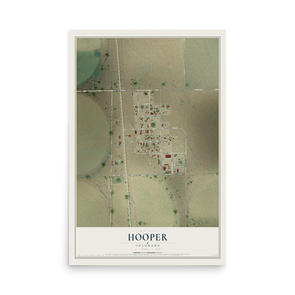 Map of Hooper, Colorado, 12 x 18 inch unframed archival matte print
