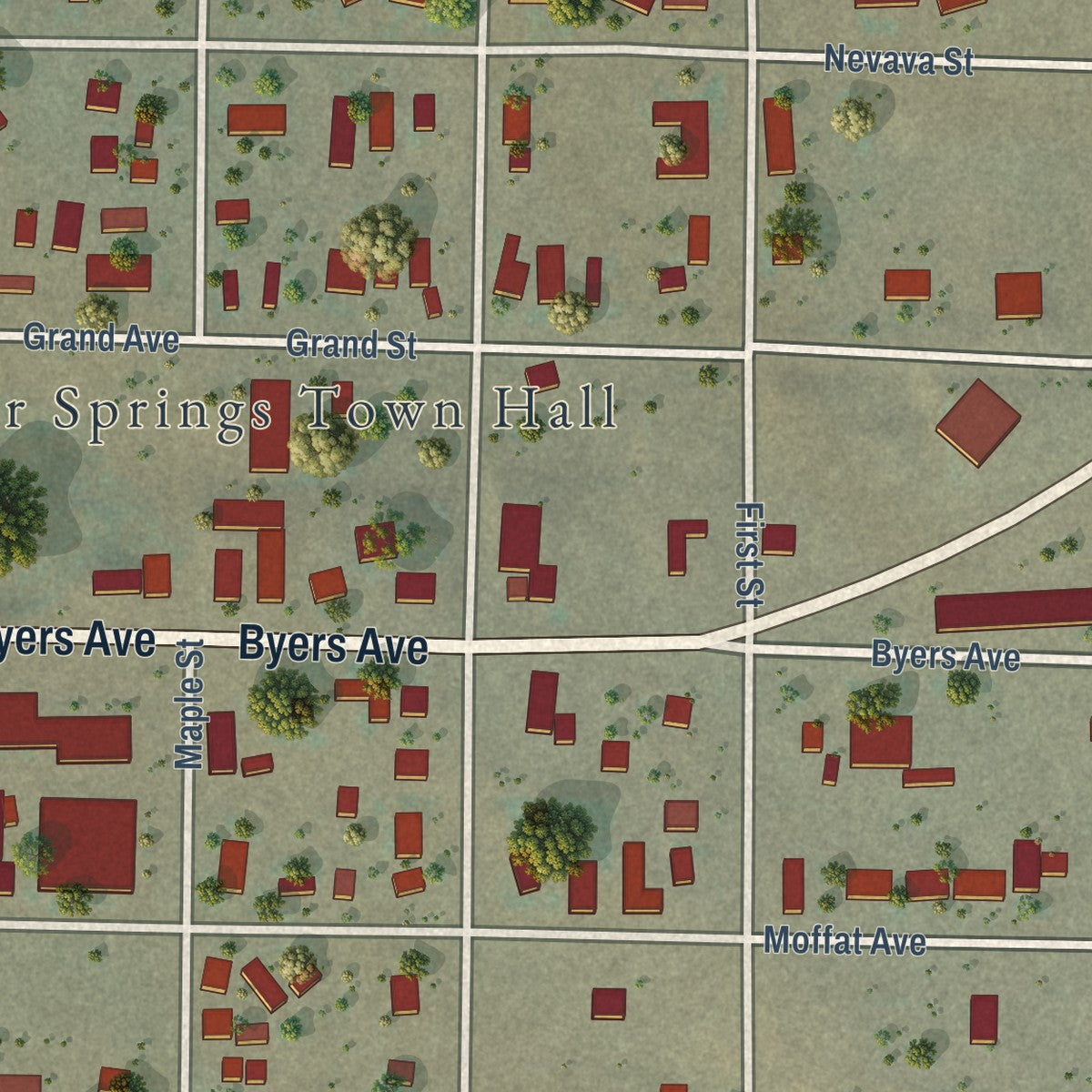 Close-up of the map of Hot Sulphur Springs, Colorado print showing street and building detail