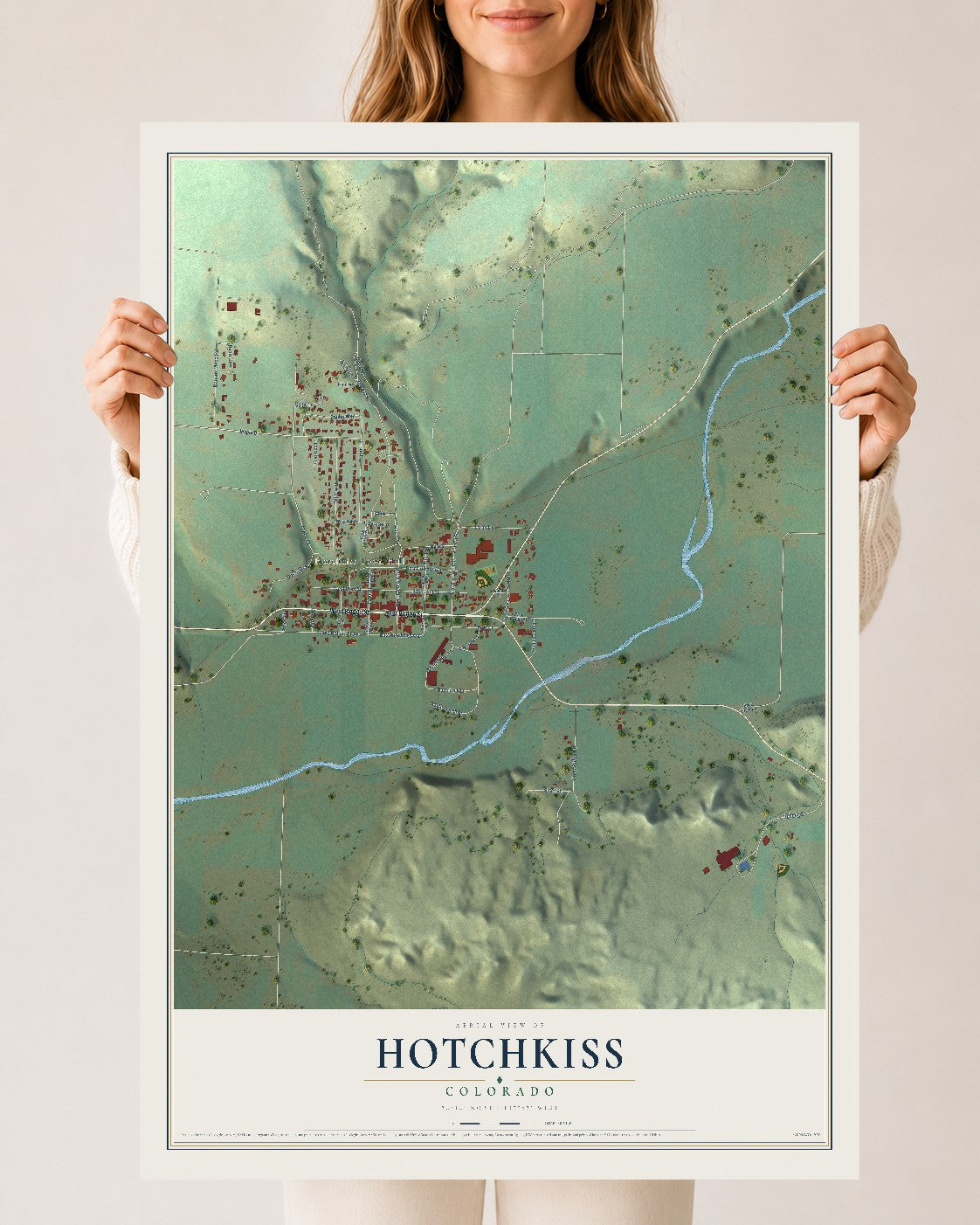 Map of Hotchkiss, Colorado, 24 x 36 inch unframed archival matte print
