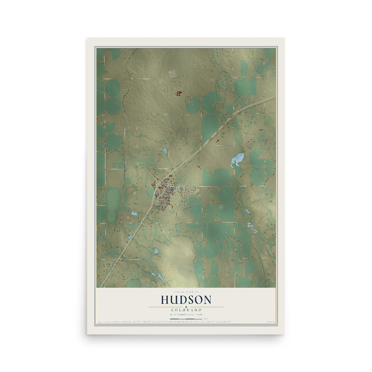Map of Hudson, Colorado, 12 x 18 inch unframed archival matte print