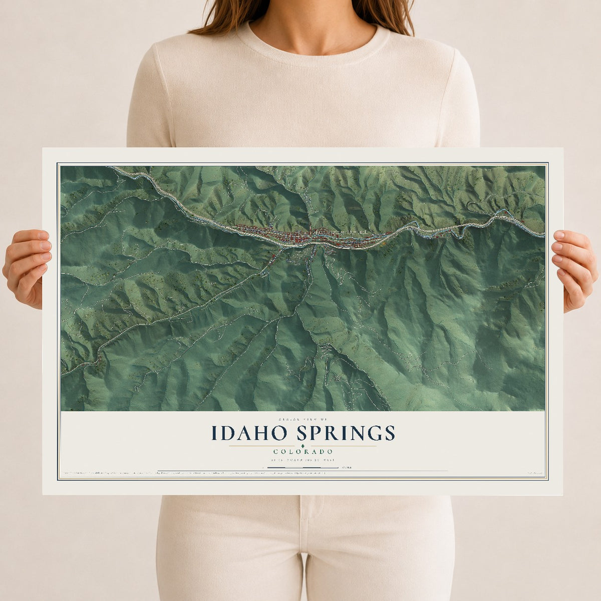 Map of Idaho Springs, Colorado, 12 x 18 inch unframed archival matte print
