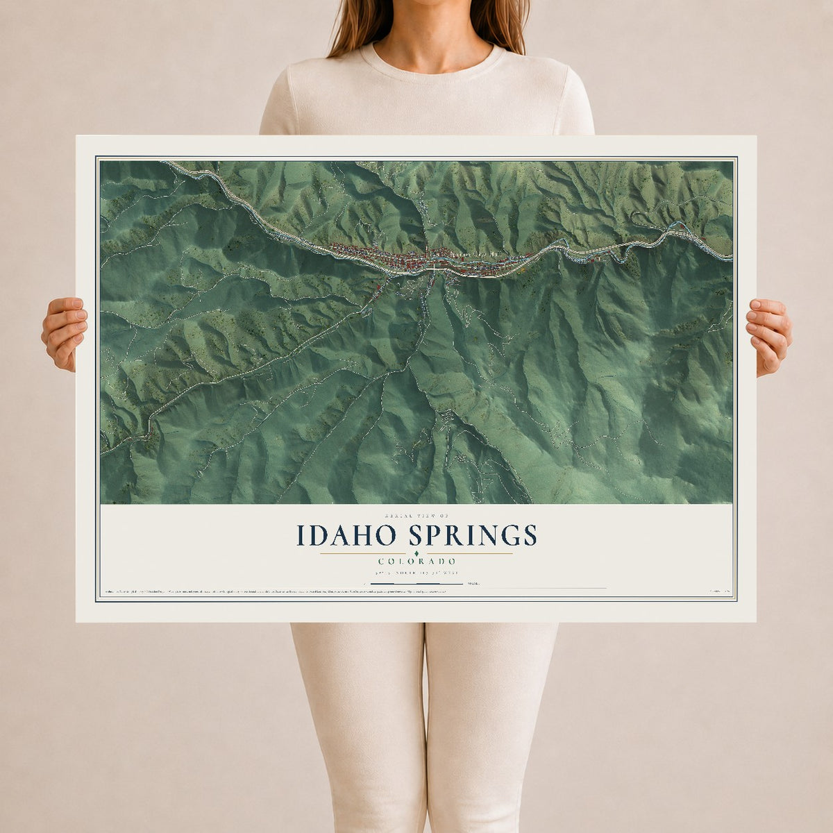 Map of Idaho Springs, Colorado, 24 x 36 inch unframed archival matte print