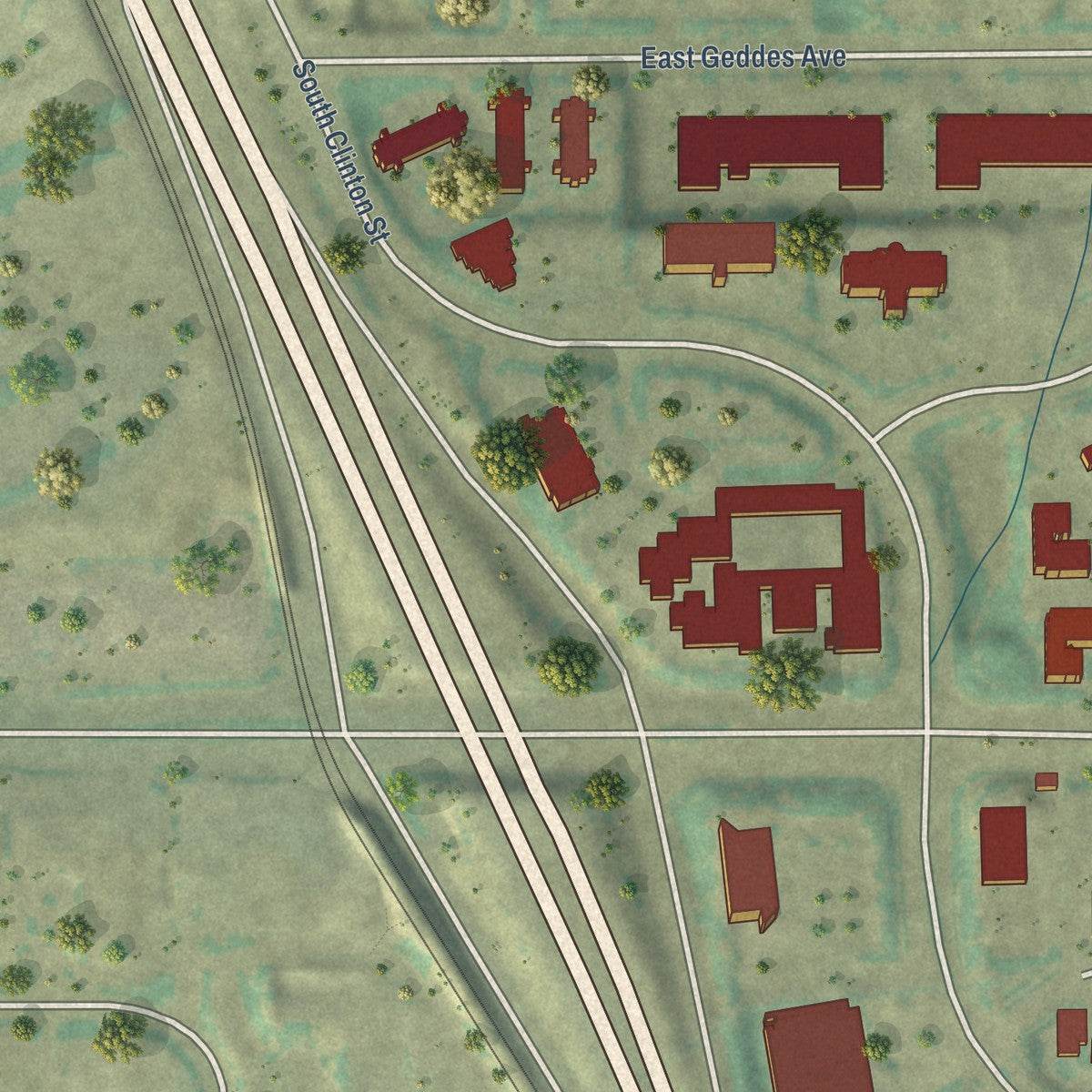 Close-up of the map of Inverness, Colorado print showing street and building detail