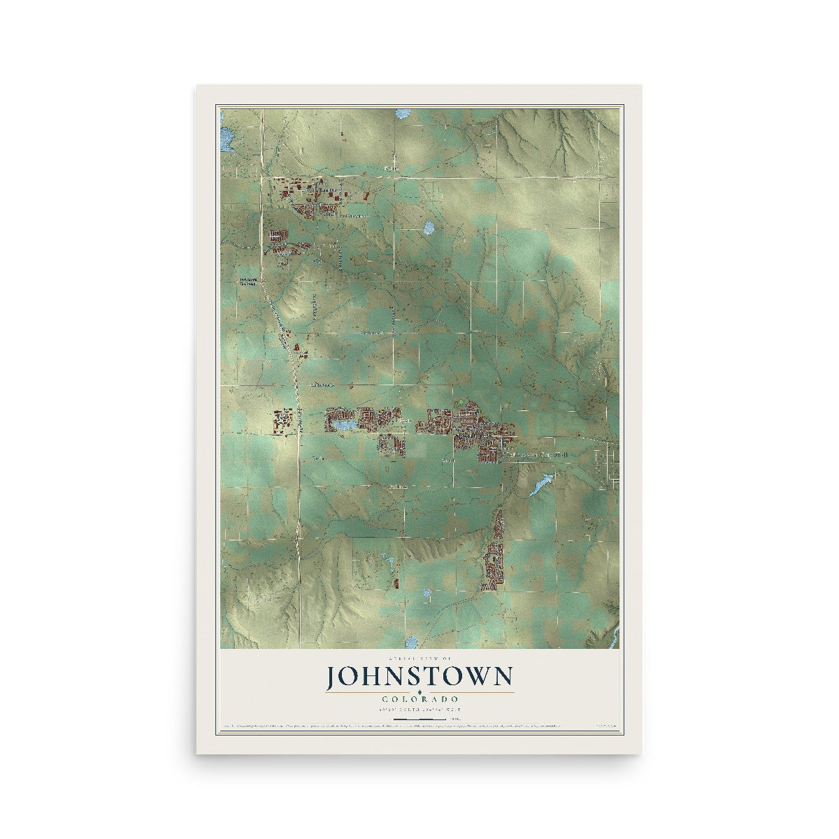 Map of Johnstown, Colorado, 12 x 18 inch unframed archival matte print