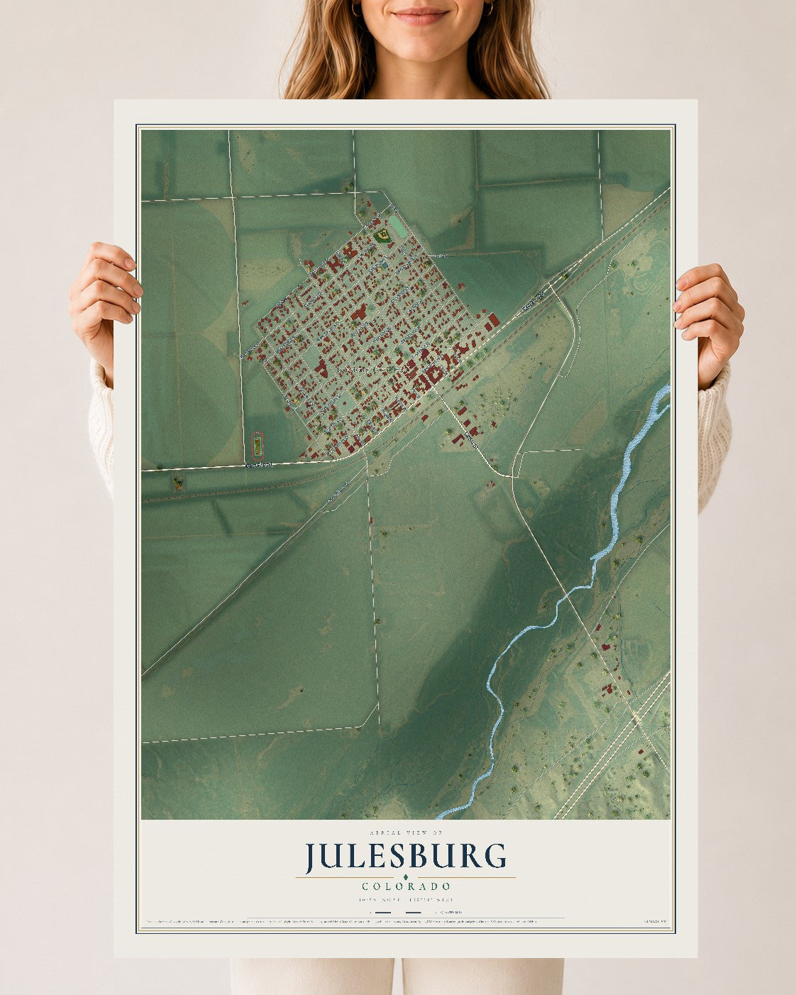 Map of Julesburg, Colorado, 24 x 36 inch unframed archival matte print