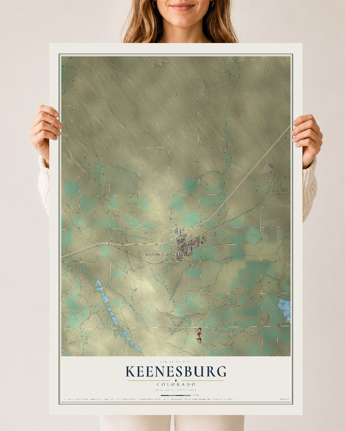Map of Keenesburg, Colorado, 24 x 36 inch unframed archival matte print