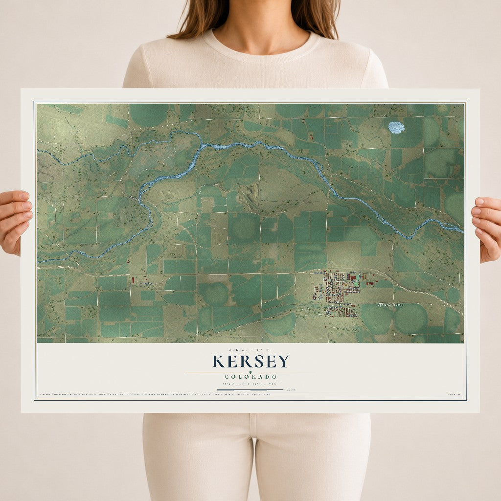 Map of Kersey, Colorado, 18 x 24 inch unframed archival matte print
