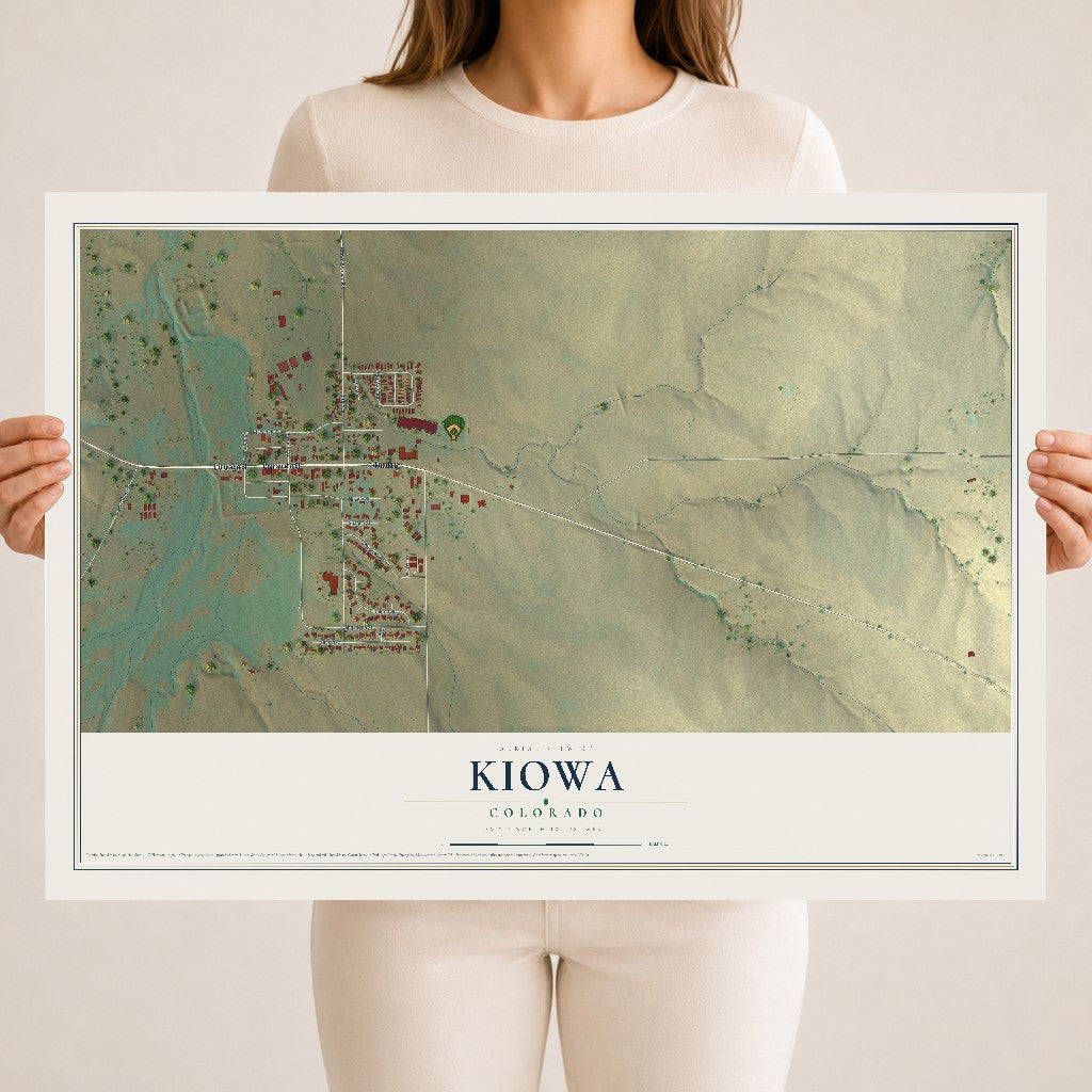 Map of Kiowa, Colorado, 18 x 24 inch unframed archival matte print