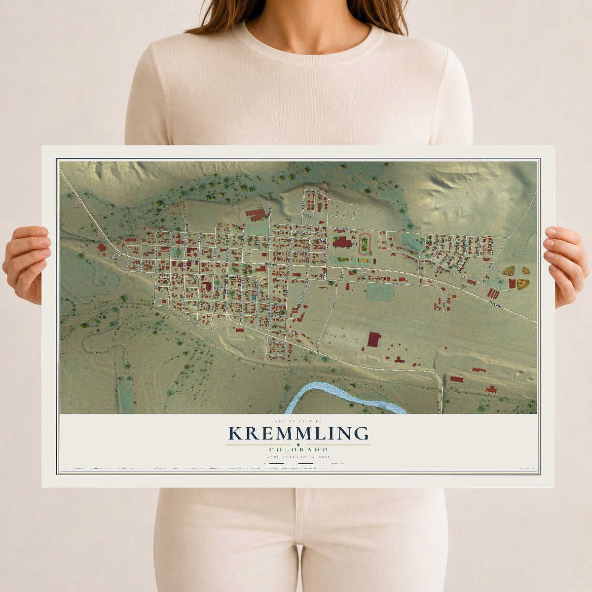 Map of Kremmling, Colorado, 12 x 18 inch unframed archival matte print
