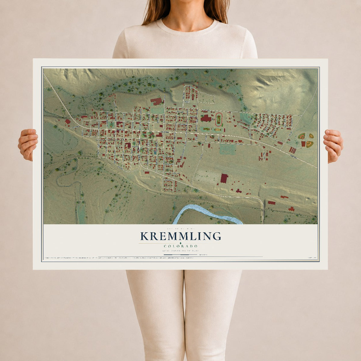 Map of Kremmling, Colorado, 24 x 36 inch unframed archival matte print
