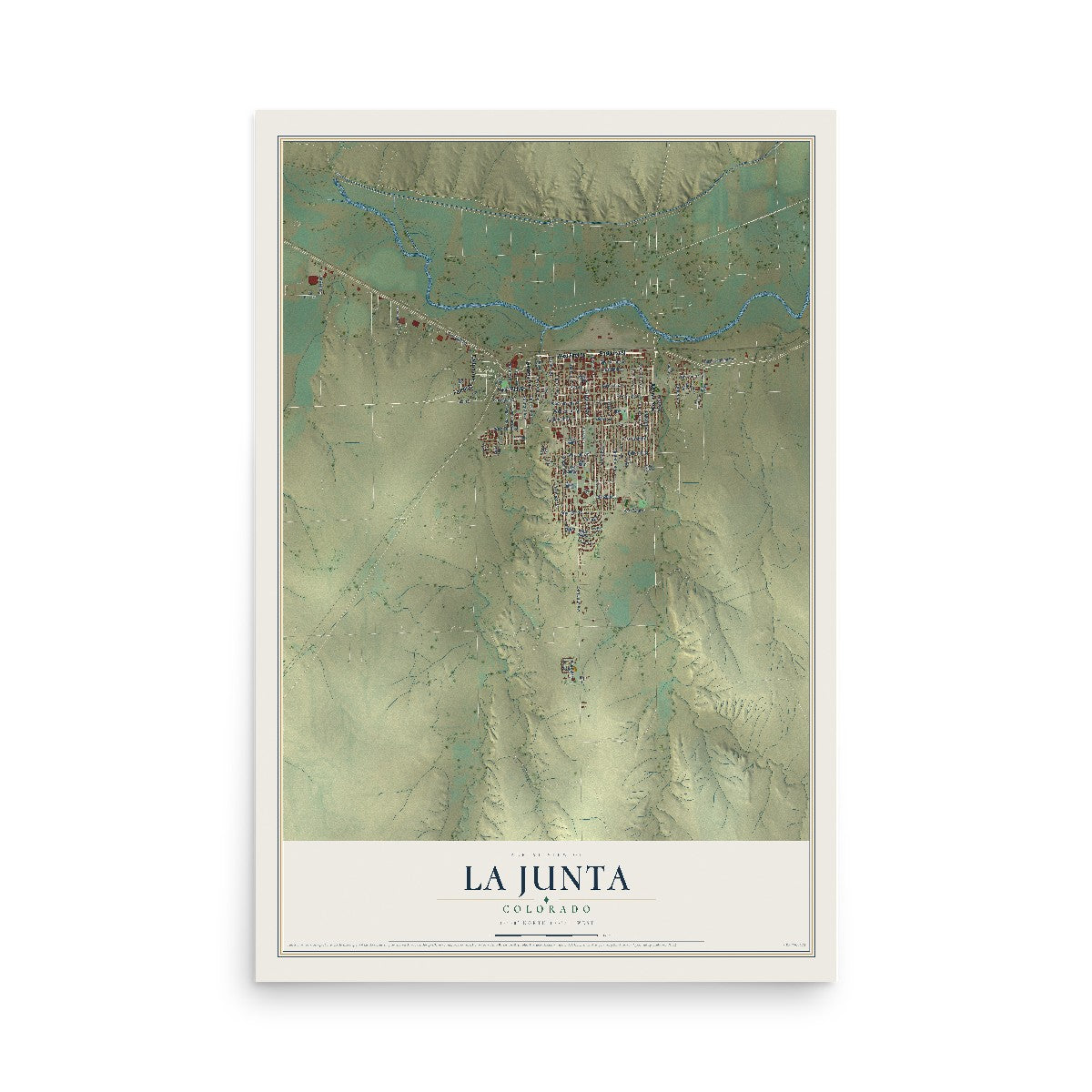 Map of La Junta, Colorado, 12 x 18 inch unframed archival matte print