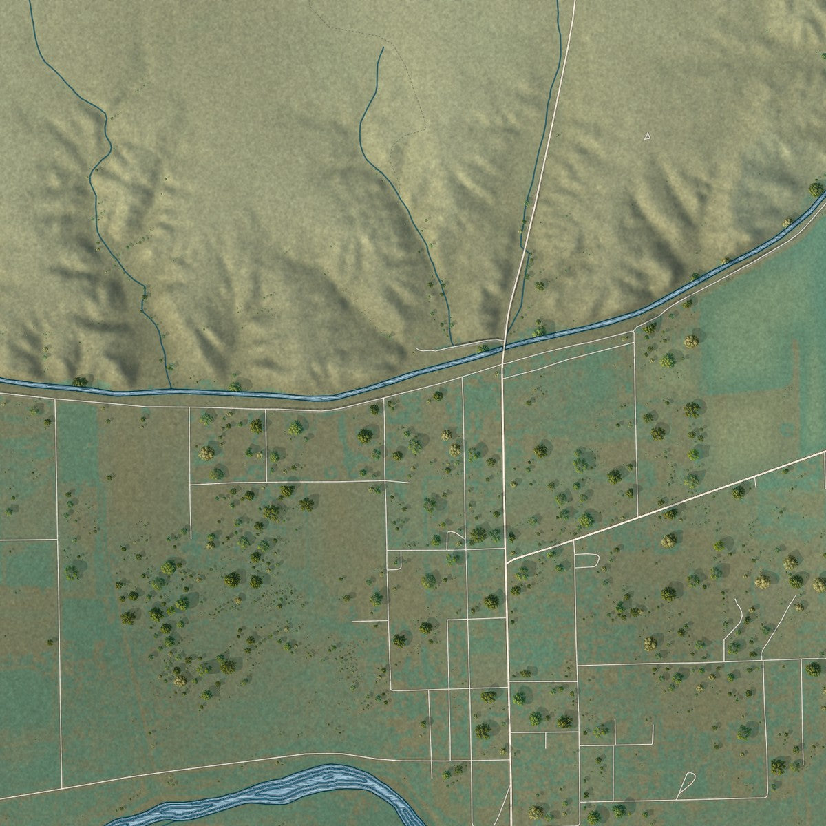 Second close-up of the map of La Junta, Colorado print showing more streets and buildings