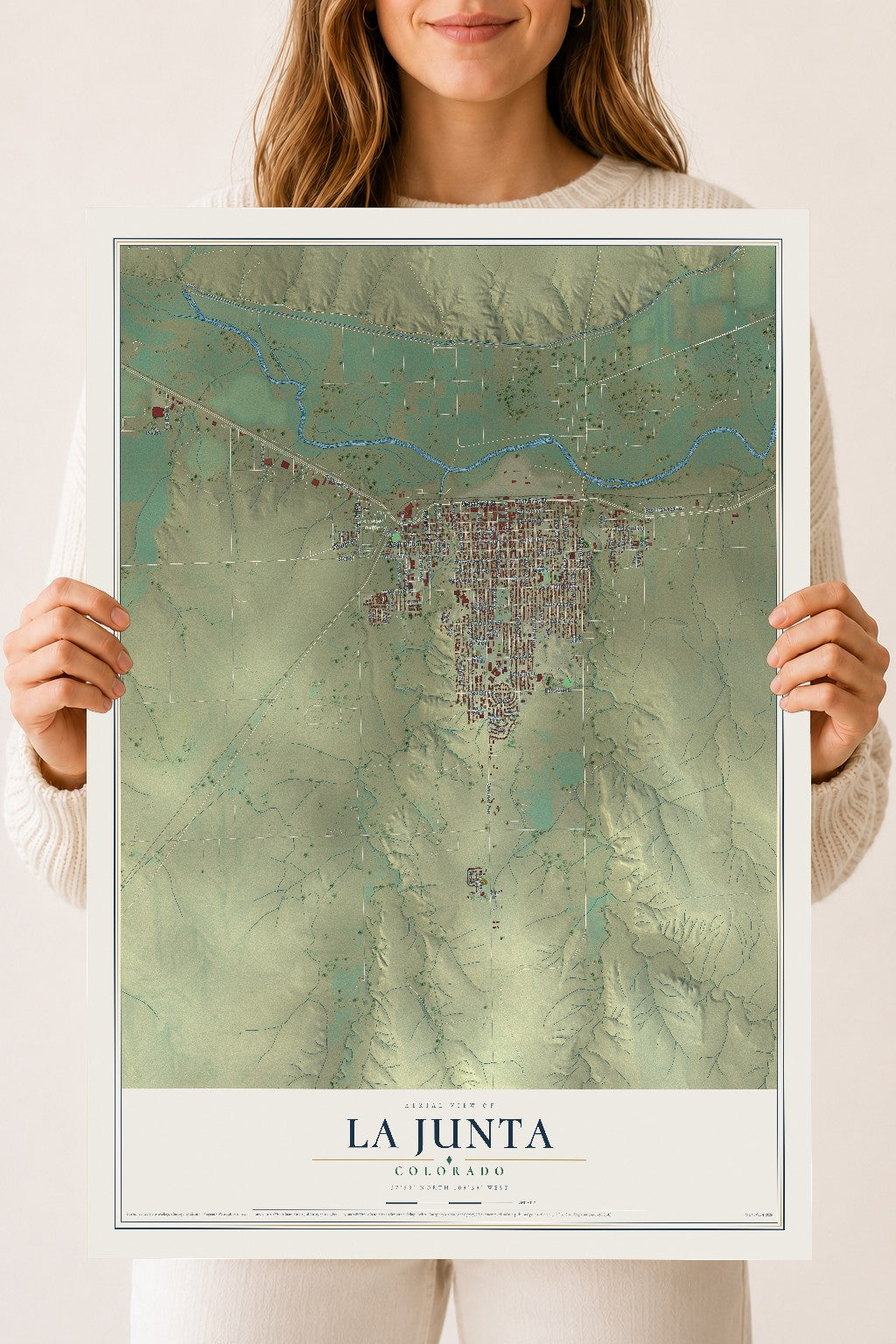 Map of La Junta, Colorado, 18 x 24 inch unframed archival matte print