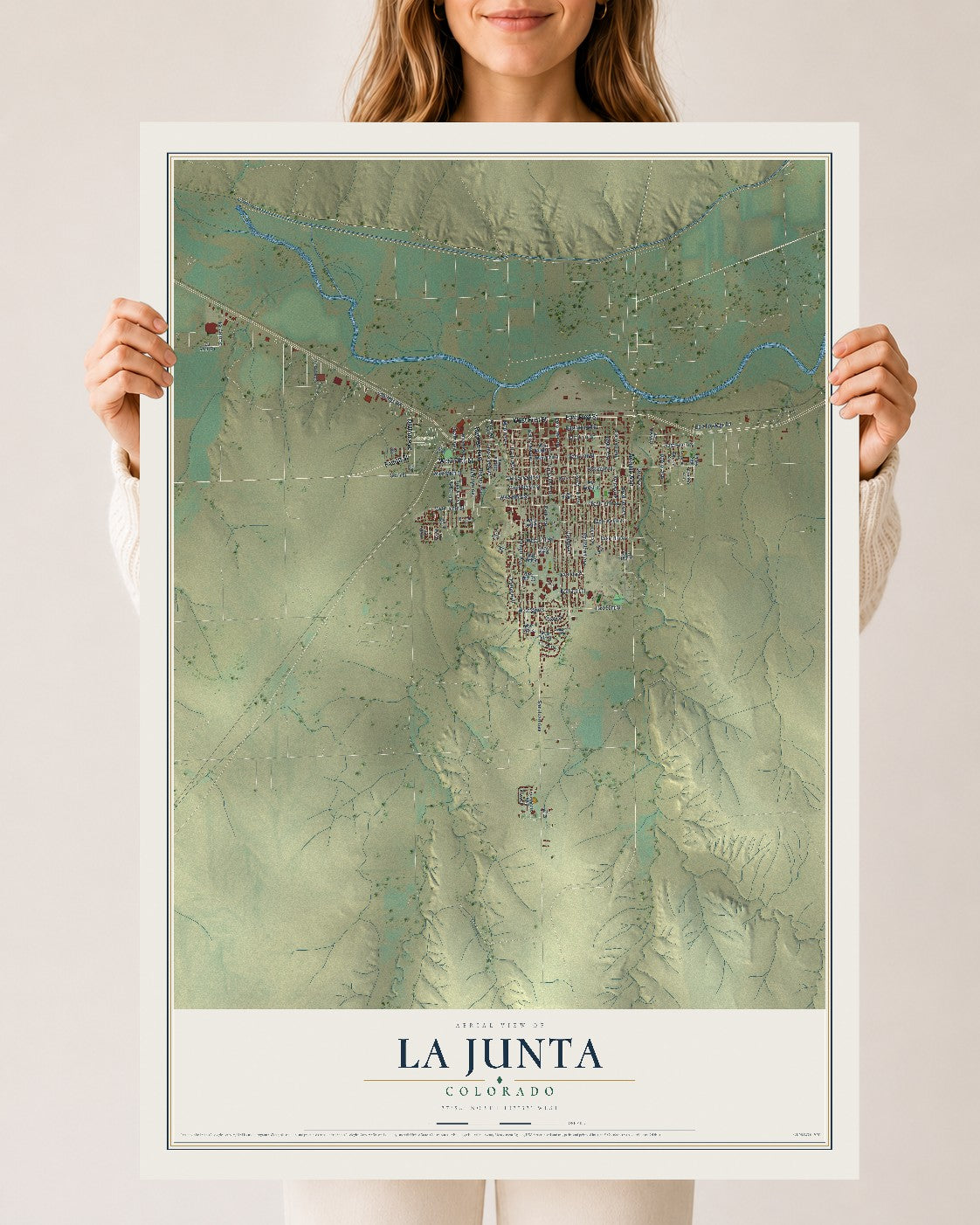 Map of La Junta, Colorado, 24 x 36 inch unframed archival matte print