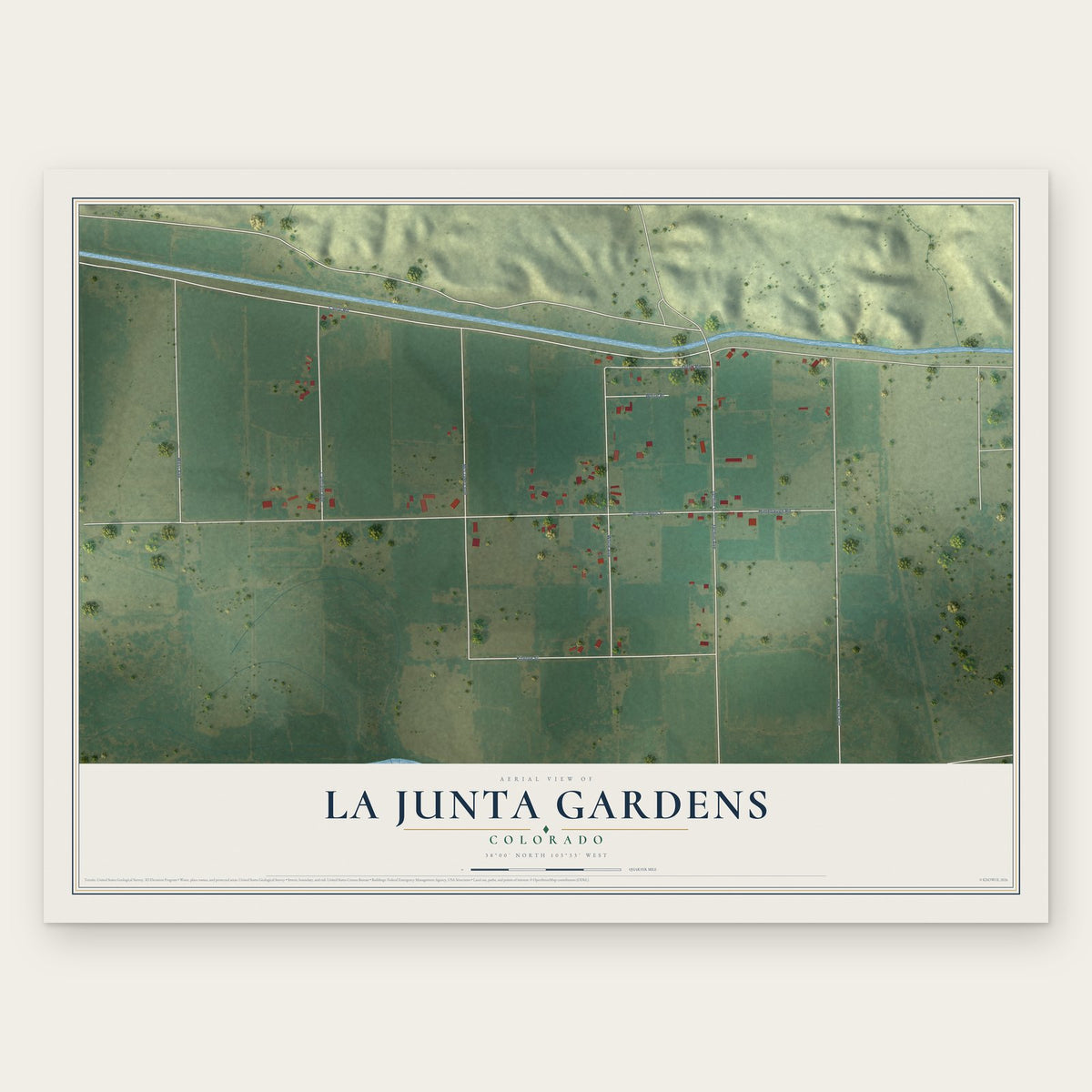 La Junta Gardens, Colorado map print, the full design