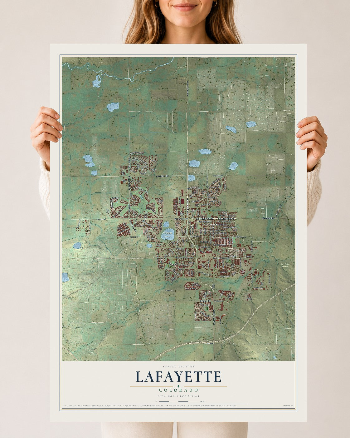 Map of Lafayette, Colorado, 24 x 36 inch unframed archival matte print
