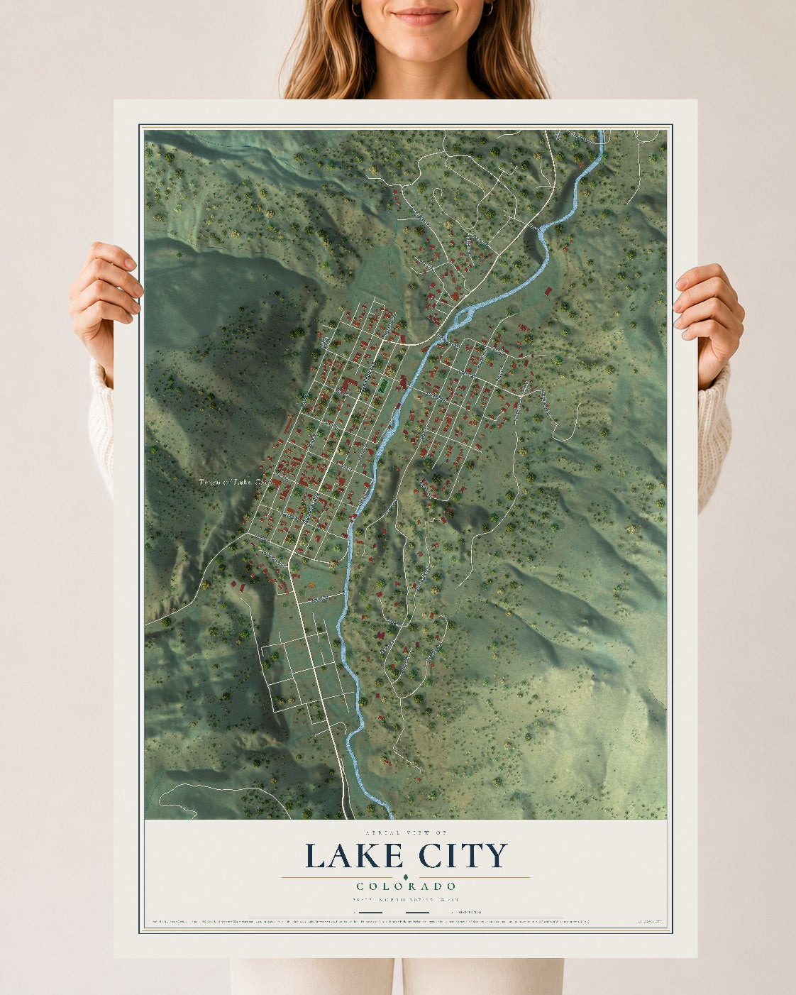 Map of Lake City, Colorado, 24 x 36 inch unframed archival matte print