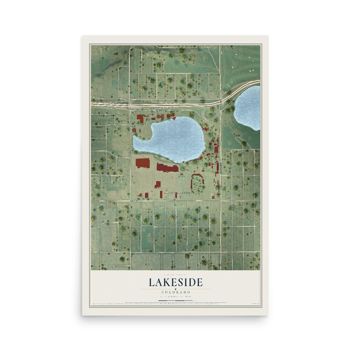 Map of Lakeside, Colorado, 12 x 18 inch unframed archival matte print