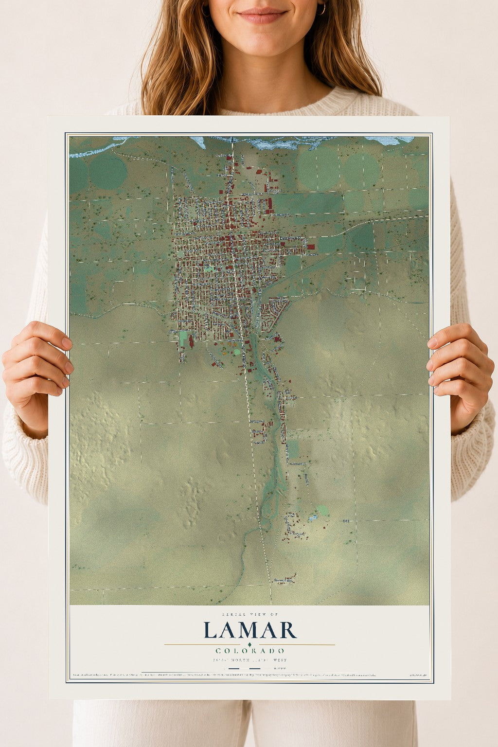 Map of Lamar, Colorado, 18 x 24 inch unframed archival matte print