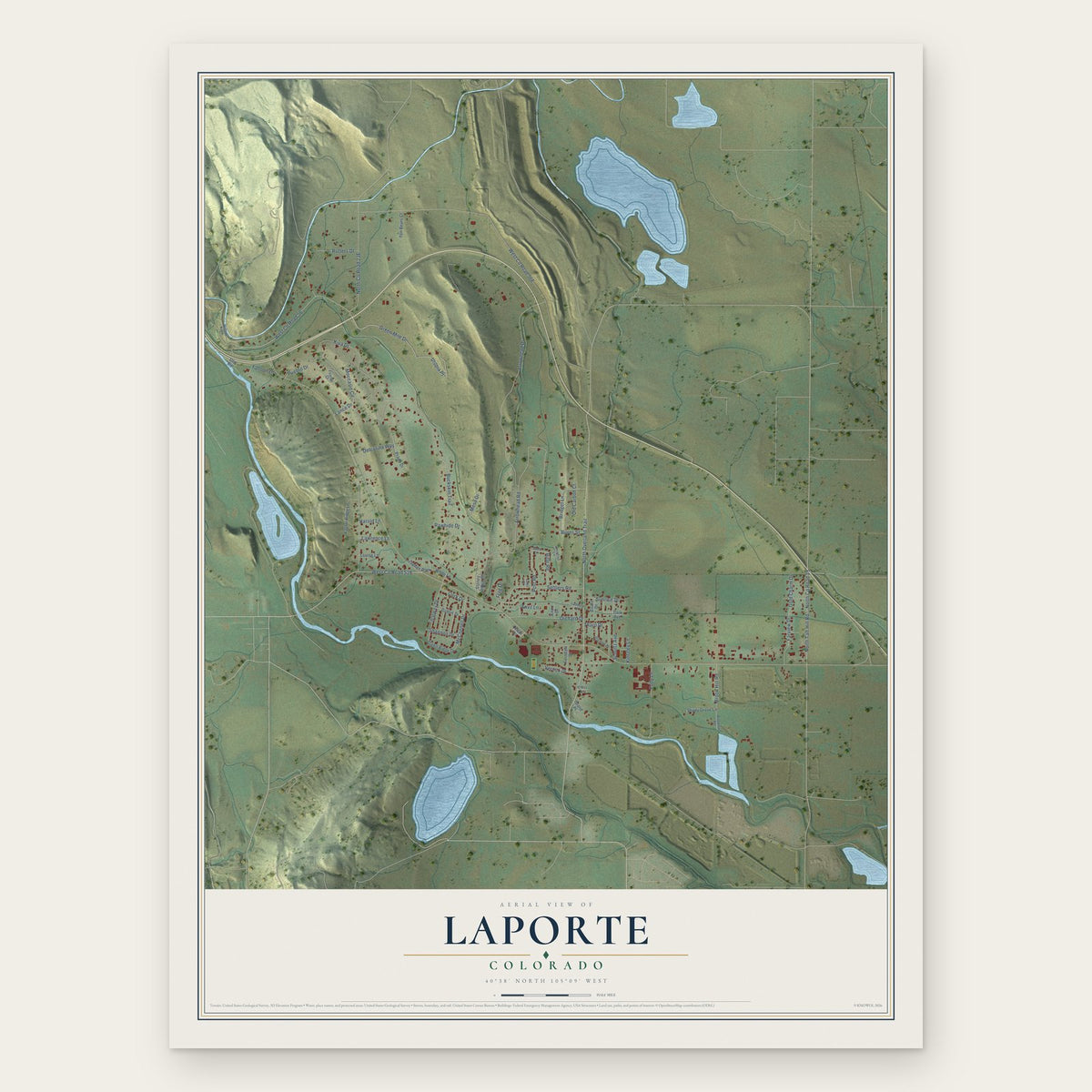 Laporte, Colorado map print, the full design