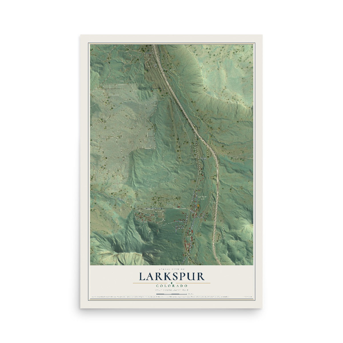 Map of Larkspur, Colorado, 12 x 18 inch unframed archival matte print
