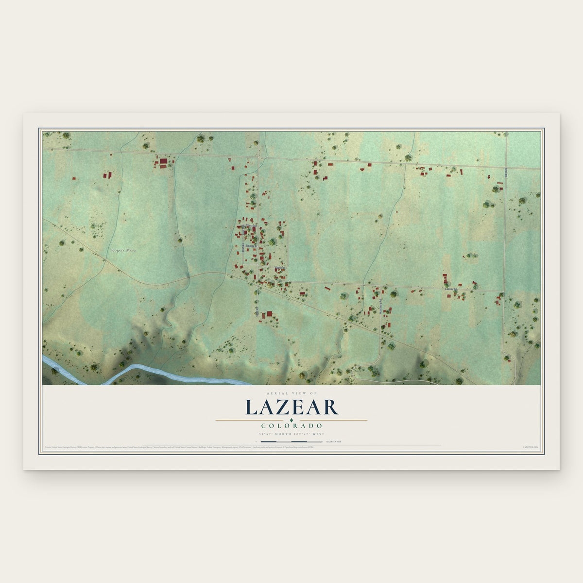 Lazear, Colorado map print, the full design