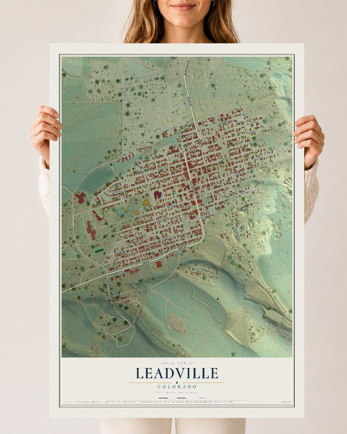 Map of Leadville, Colorado, 24 x 36 inch unframed archival matte print