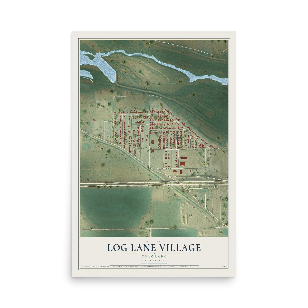 Map of Log Lane Village, Colorado, 12 x 18 inch unframed archival matte print