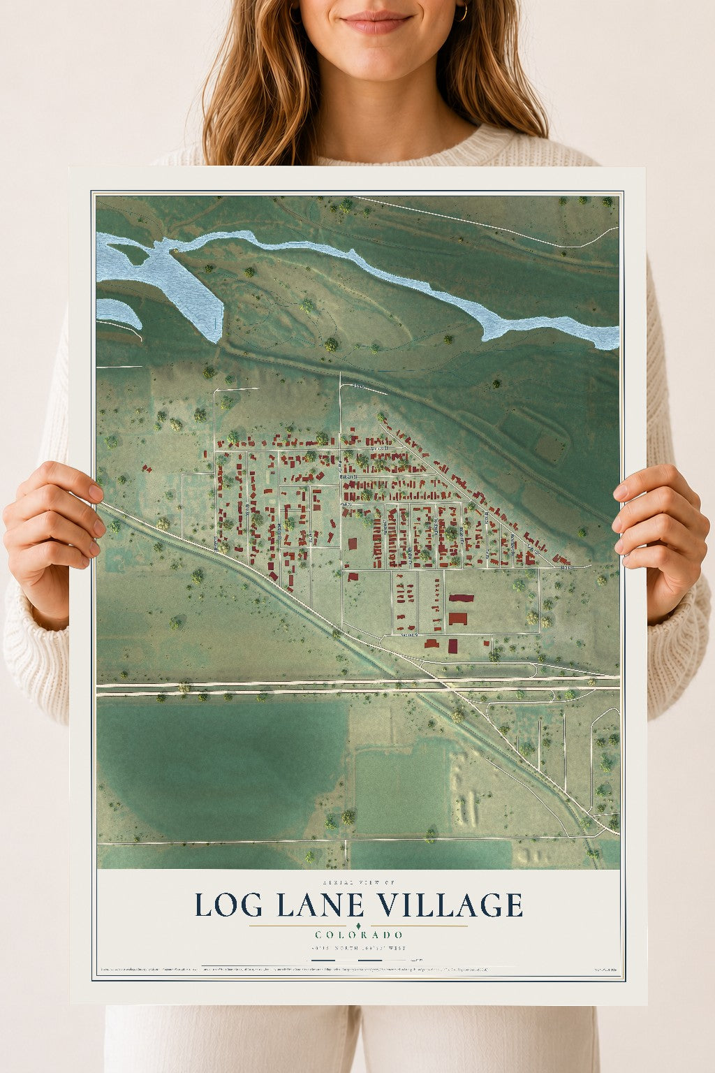 Map of Log Lane Village, Colorado, 18 x 24 inch unframed archival matte print
