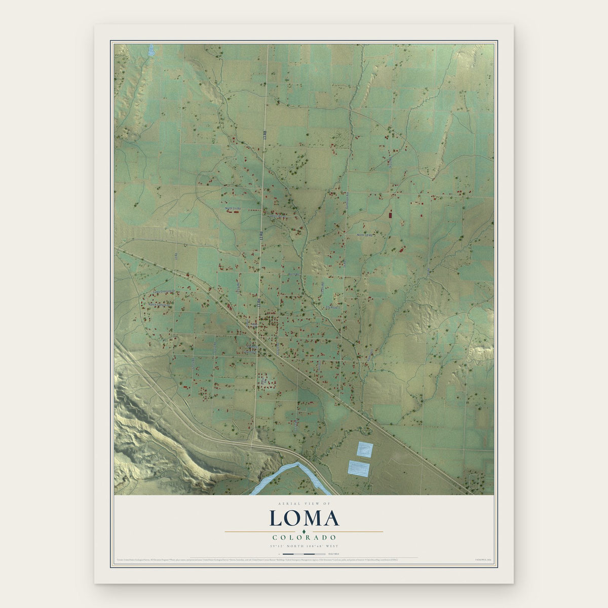 Loma, Colorado map print, the full design