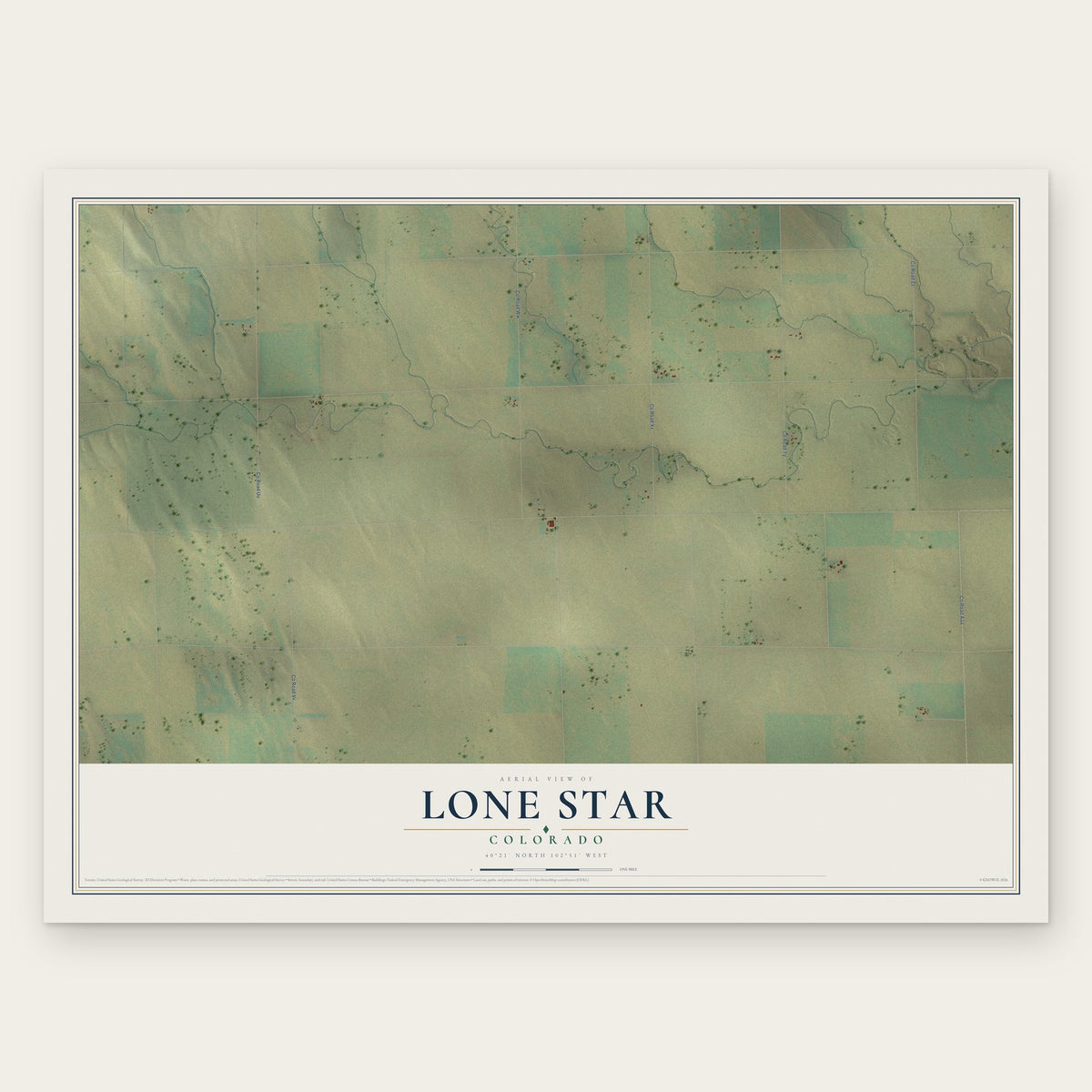 Lone Star, Colorado map print, the full design