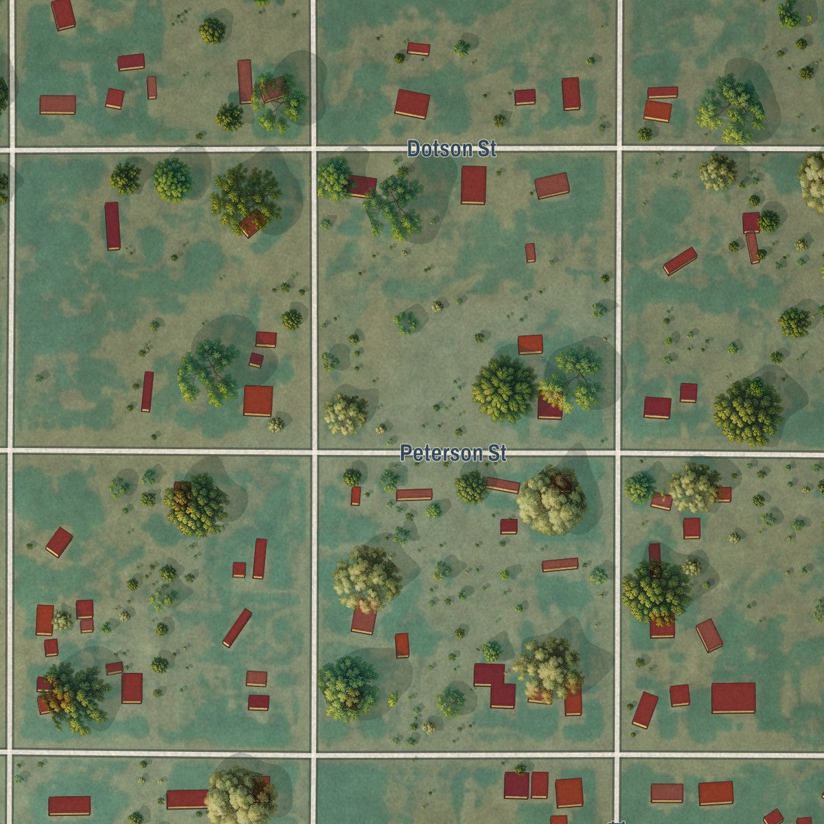 Second close-up of the map of Manassa, Colorado print showing more streets and buildings