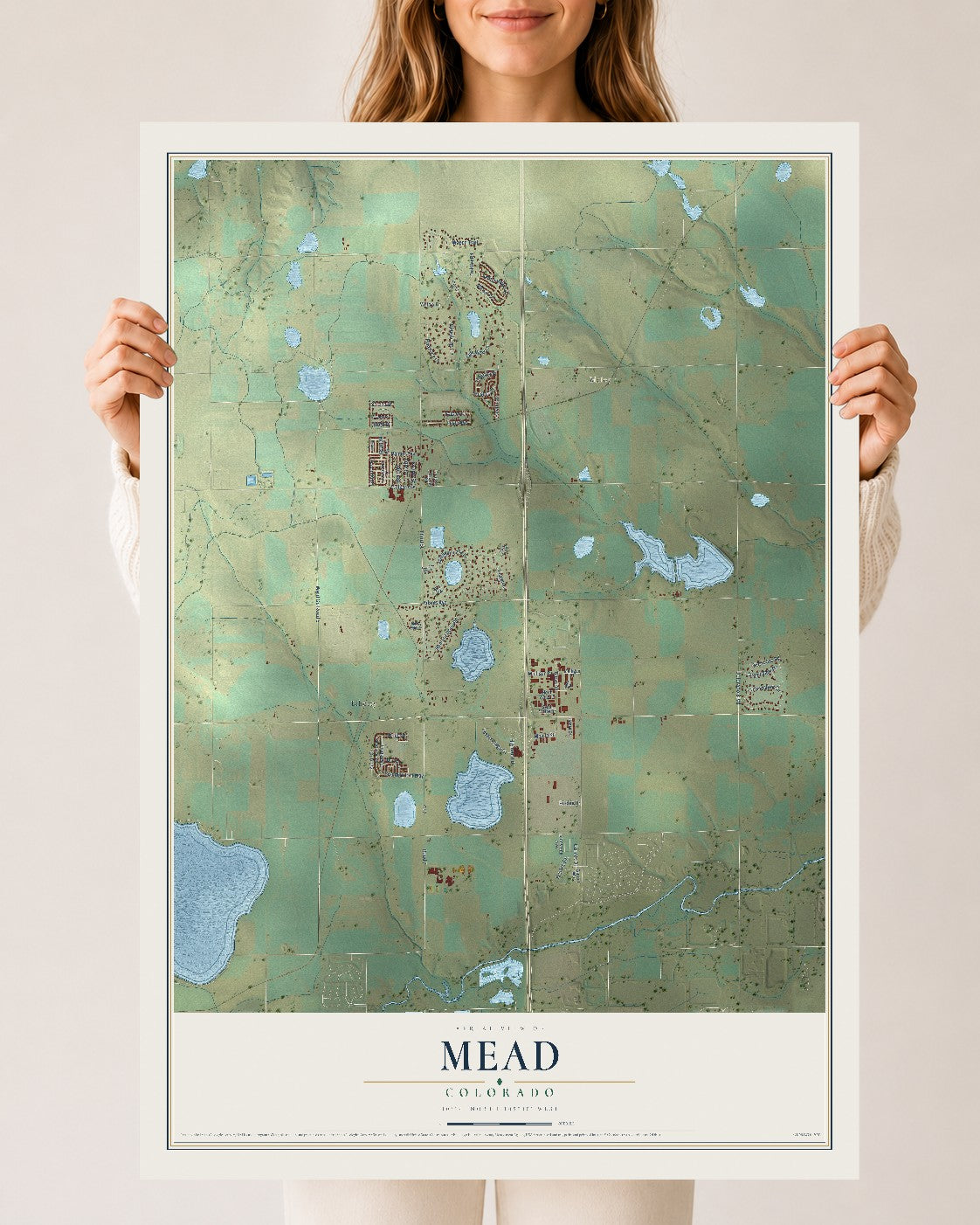 Map of Mead, Colorado, 24 x 36 inch unframed archival matte print