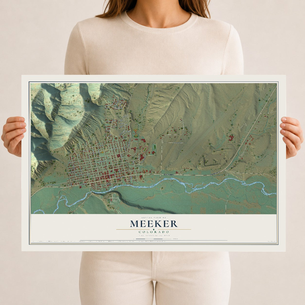 Map of Meeker, Colorado, 12 x 18 inch unframed archival matte print