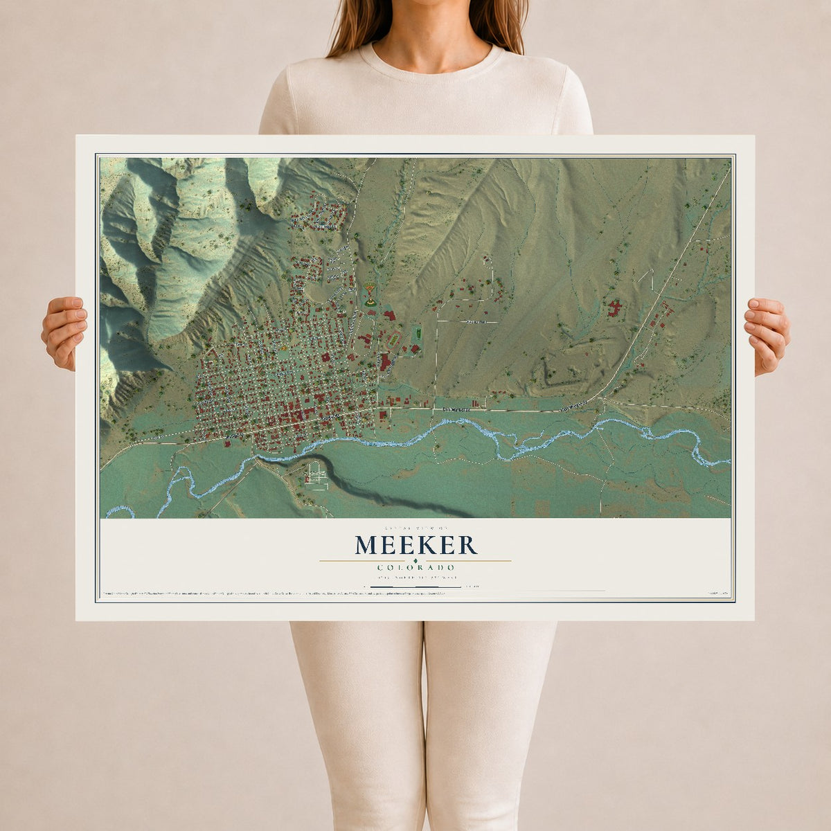 Map of Meeker, Colorado, 24 x 36 inch unframed archival matte print