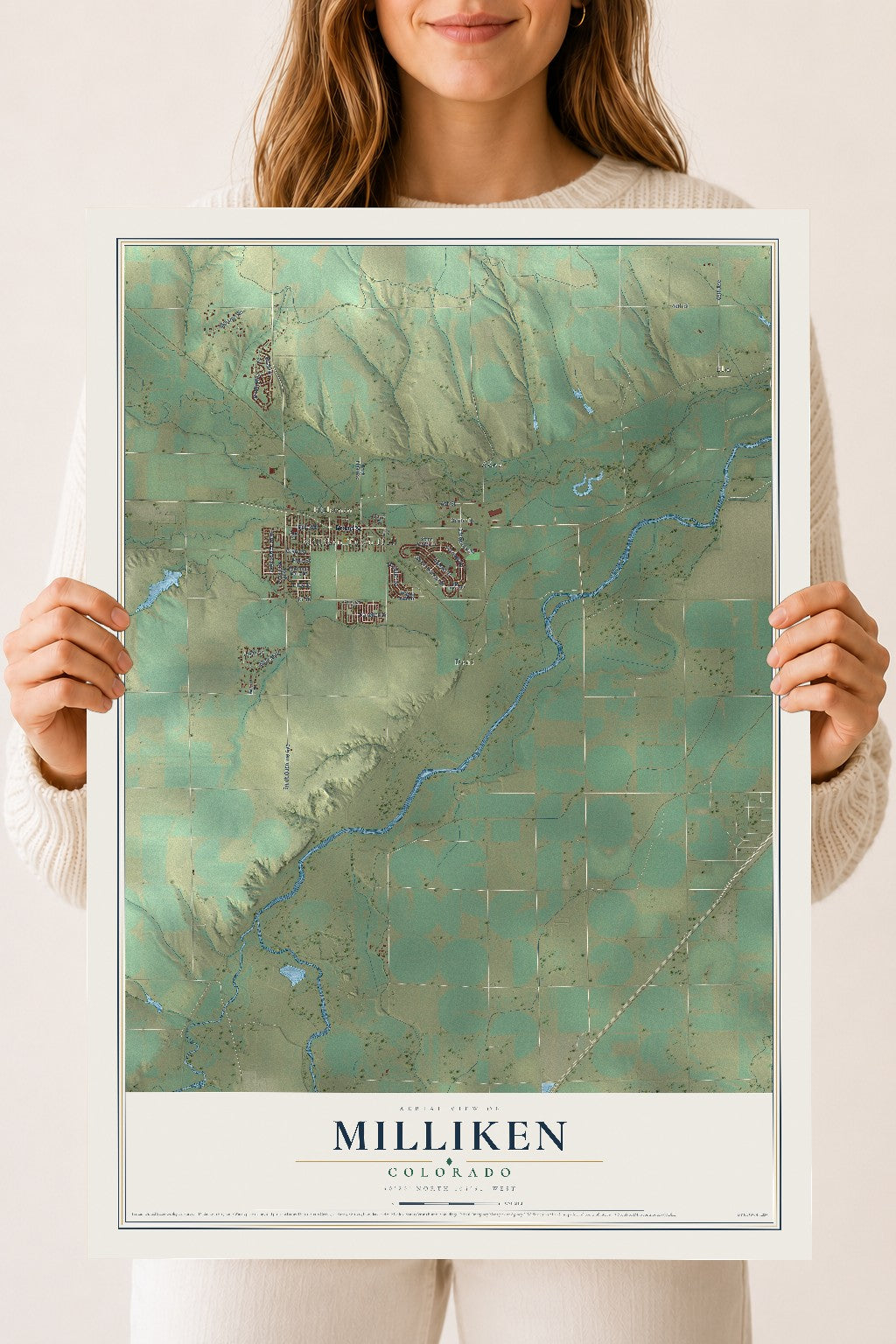 Map of Milliken, Colorado, 18 x 24 inch unframed archival matte print