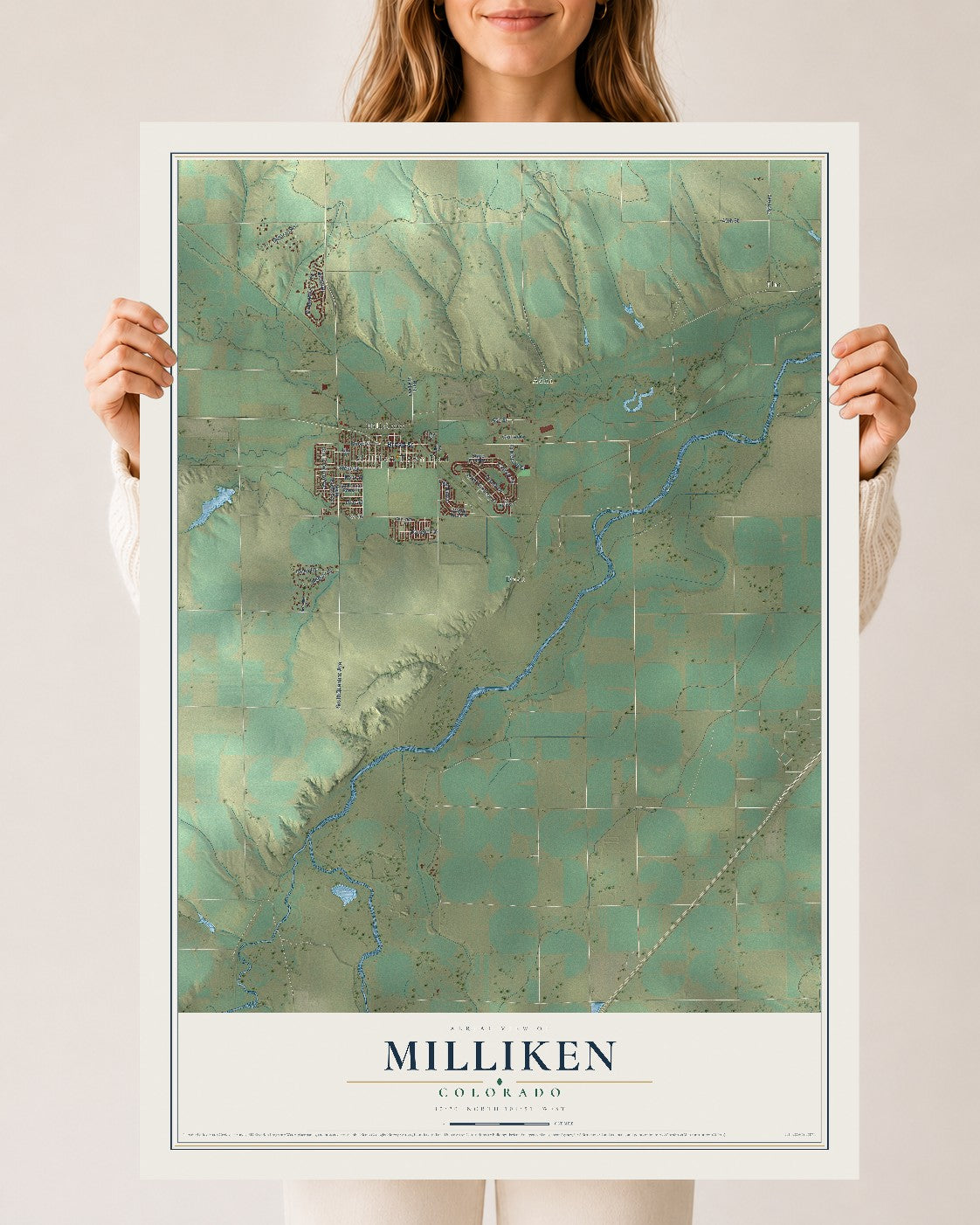 Map of Milliken, Colorado, 24 x 36 inch unframed archival matte print