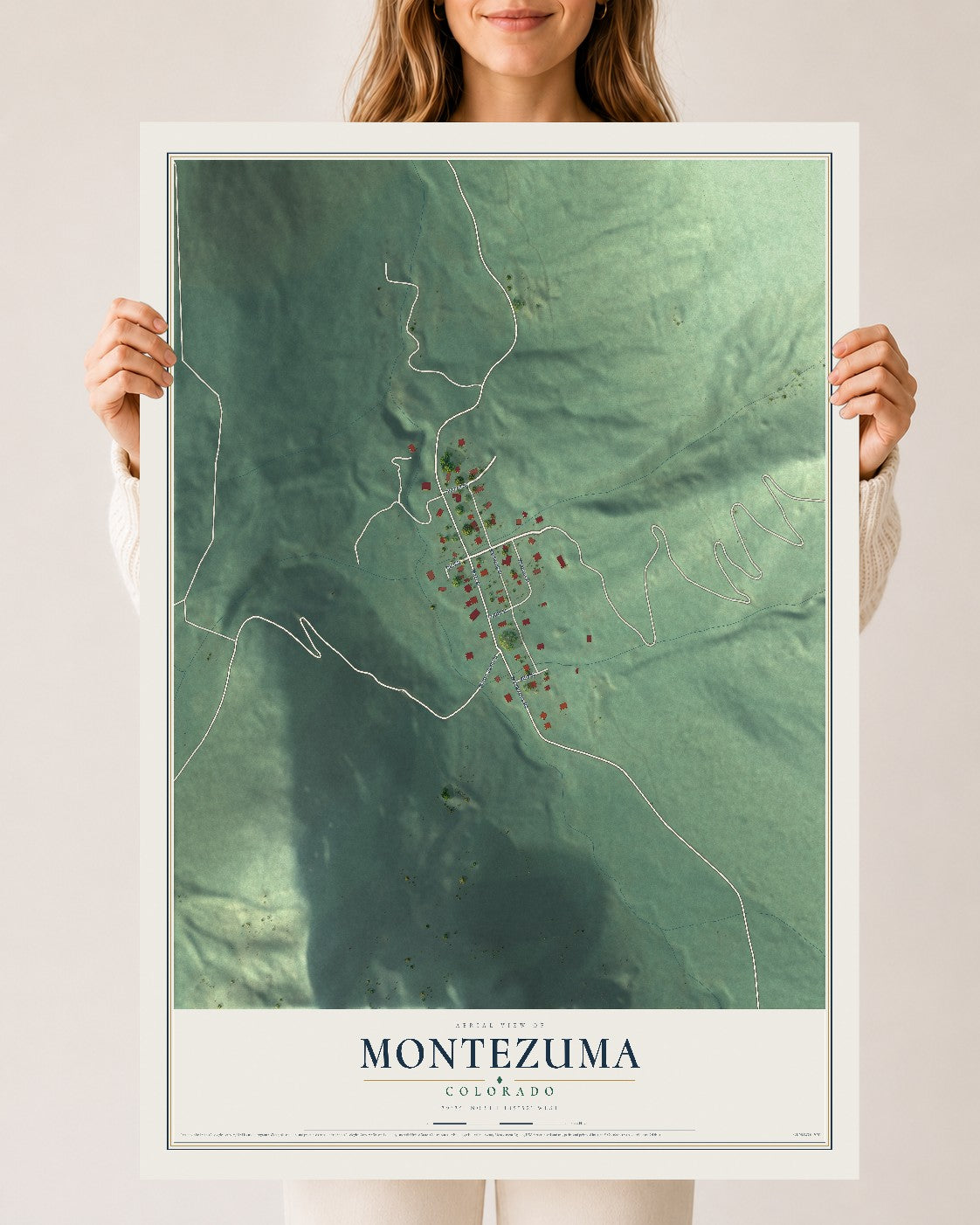 Map of Montezuma, Colorado, 24 x 36 inch unframed archival matte print