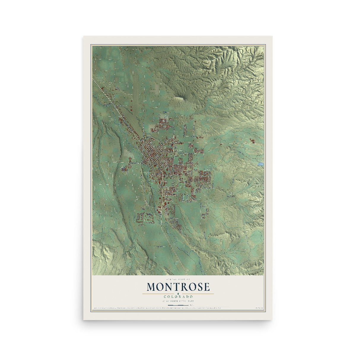 Map of Montrose, Colorado, 12 x 18 inch unframed archival matte print