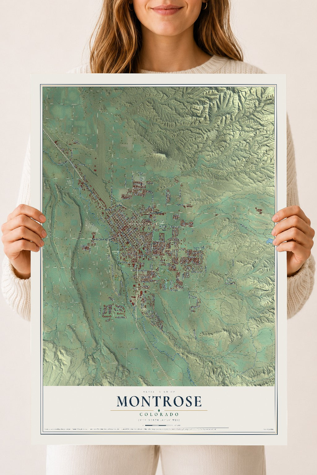 Map of Montrose, Colorado, 18 x 24 inch unframed archival matte print