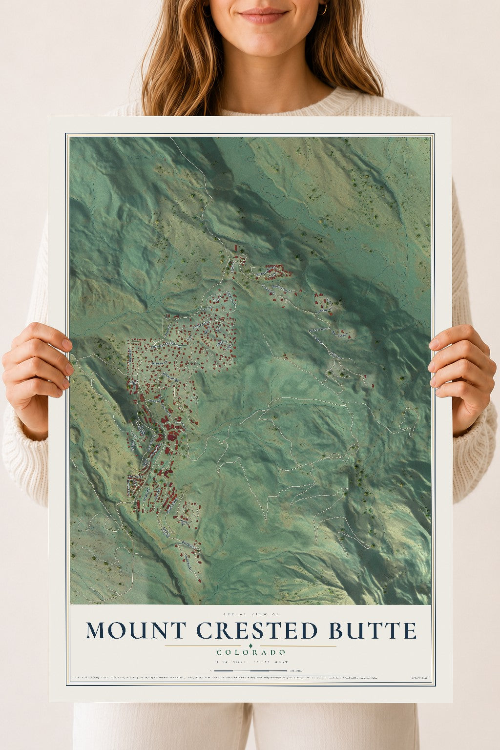 Map of Mount Crested Butte, Colorado, 18 x 24 inch unframed archival matte print