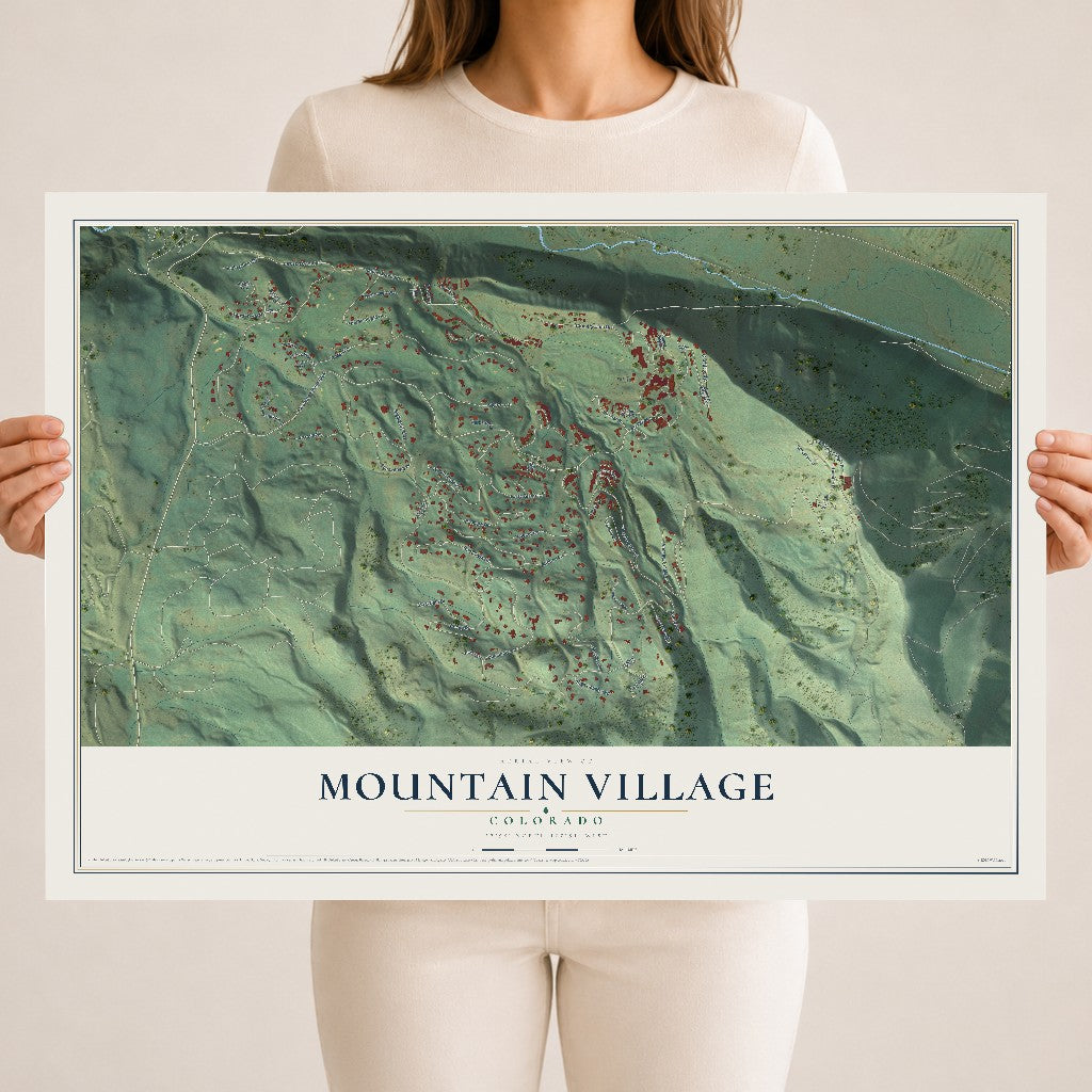 Map of Mountain Village, Colorado, 18 x 24 inch unframed archival matte print