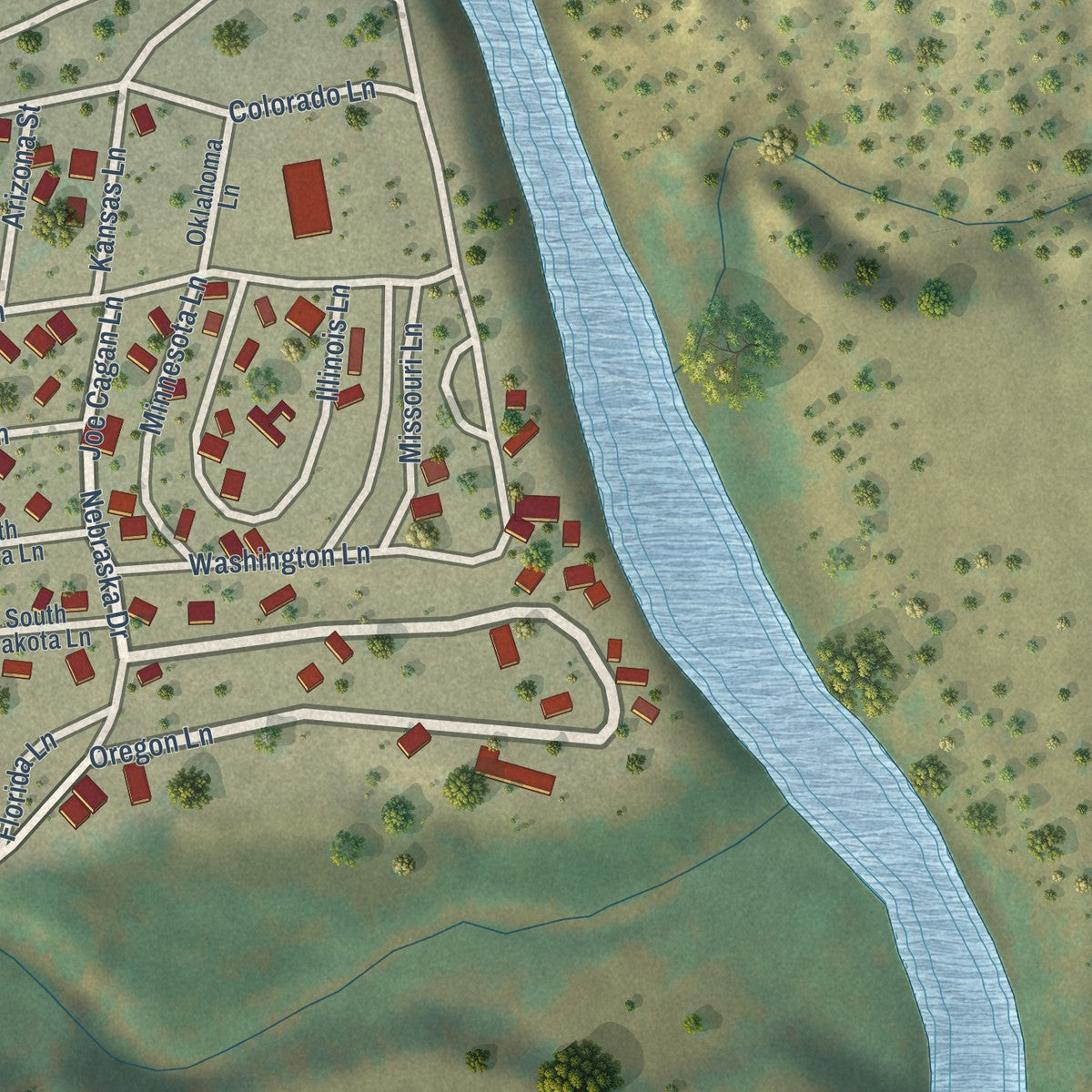 Close-up of the map of Nathrop, Colorado print showing street and building detail