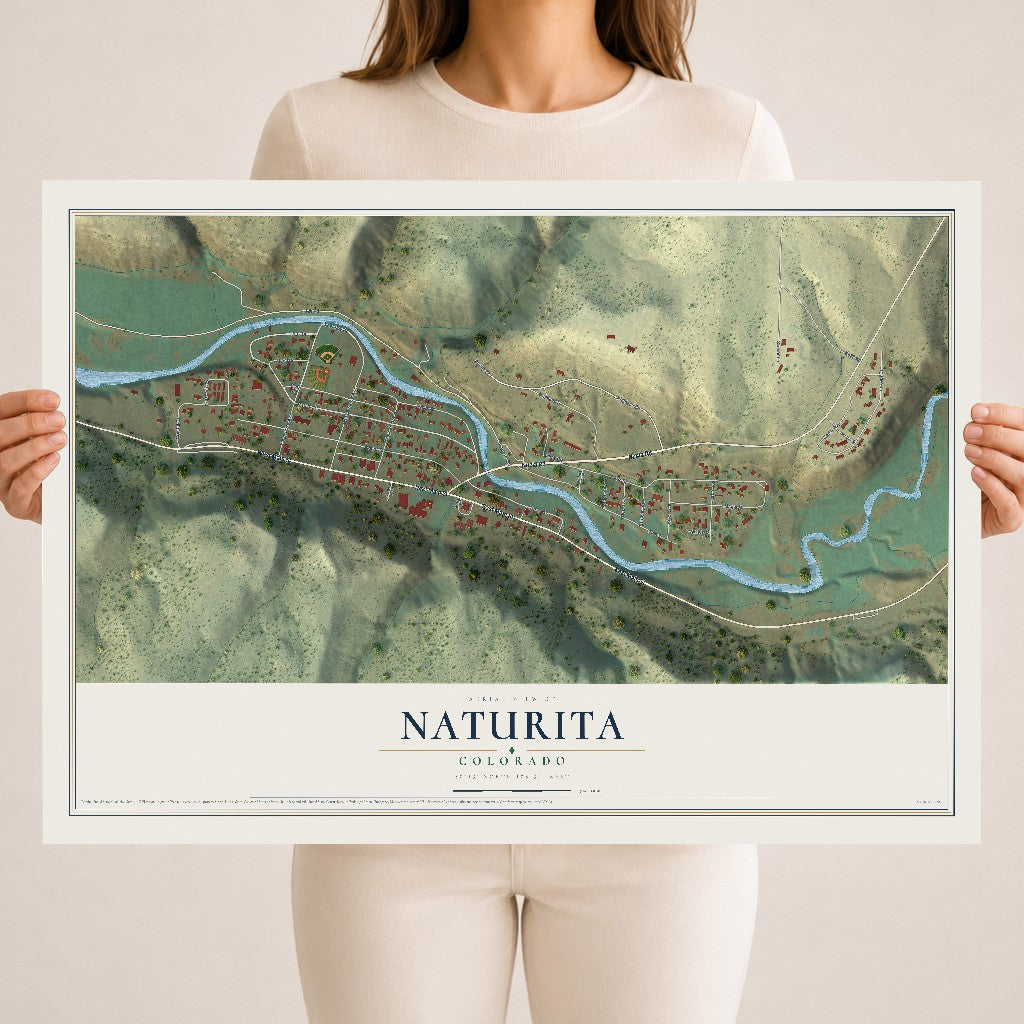 Map of Naturita, Colorado, 18 x 24 inch unframed archival matte print