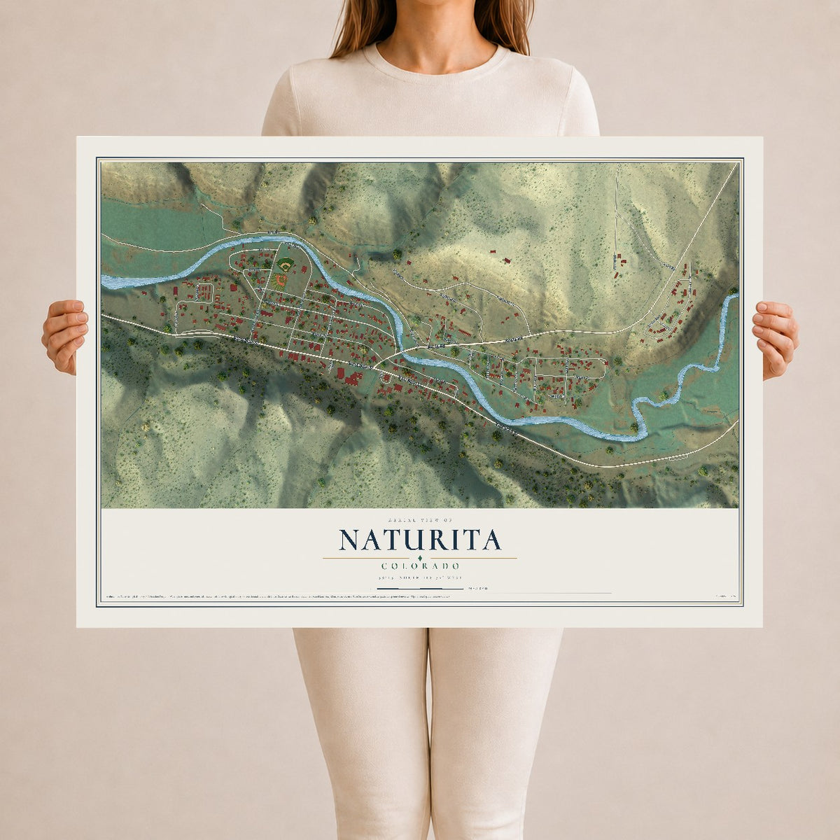 Map of Naturita, Colorado, 24 x 36 inch unframed archival matte print