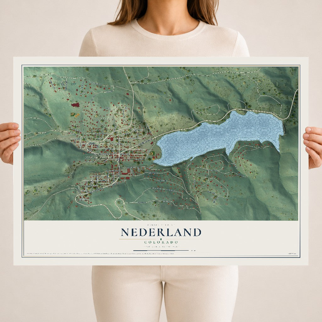 Map of Nederland, Colorado, 18 x 24 inch unframed archival matte print